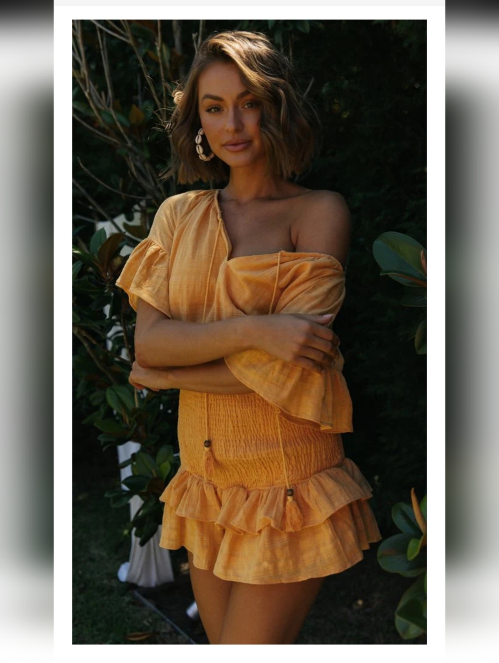 Sunshine Smocked Ruffle Mini Dress with Tassel Tie